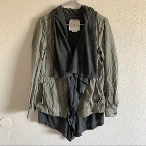 Hei Hei Anthropologie olive green layered utility jacket, lightweight small